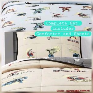 NWT Complete Set Marvel x Pillowfort Characters Quilt and Sheet Set Full/Queen
